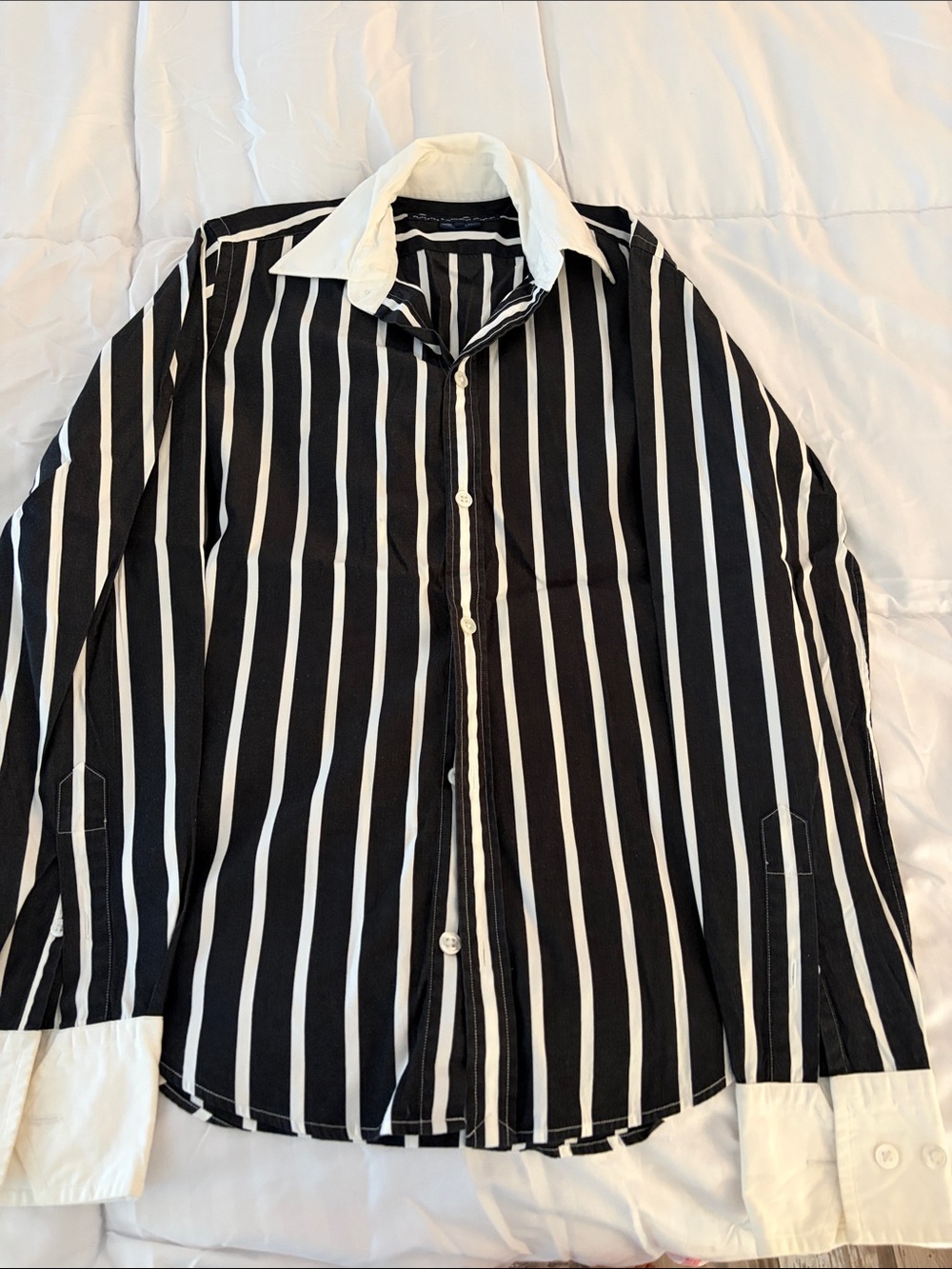 Ralph Lauren Black and White Striped Button-Down Shirt